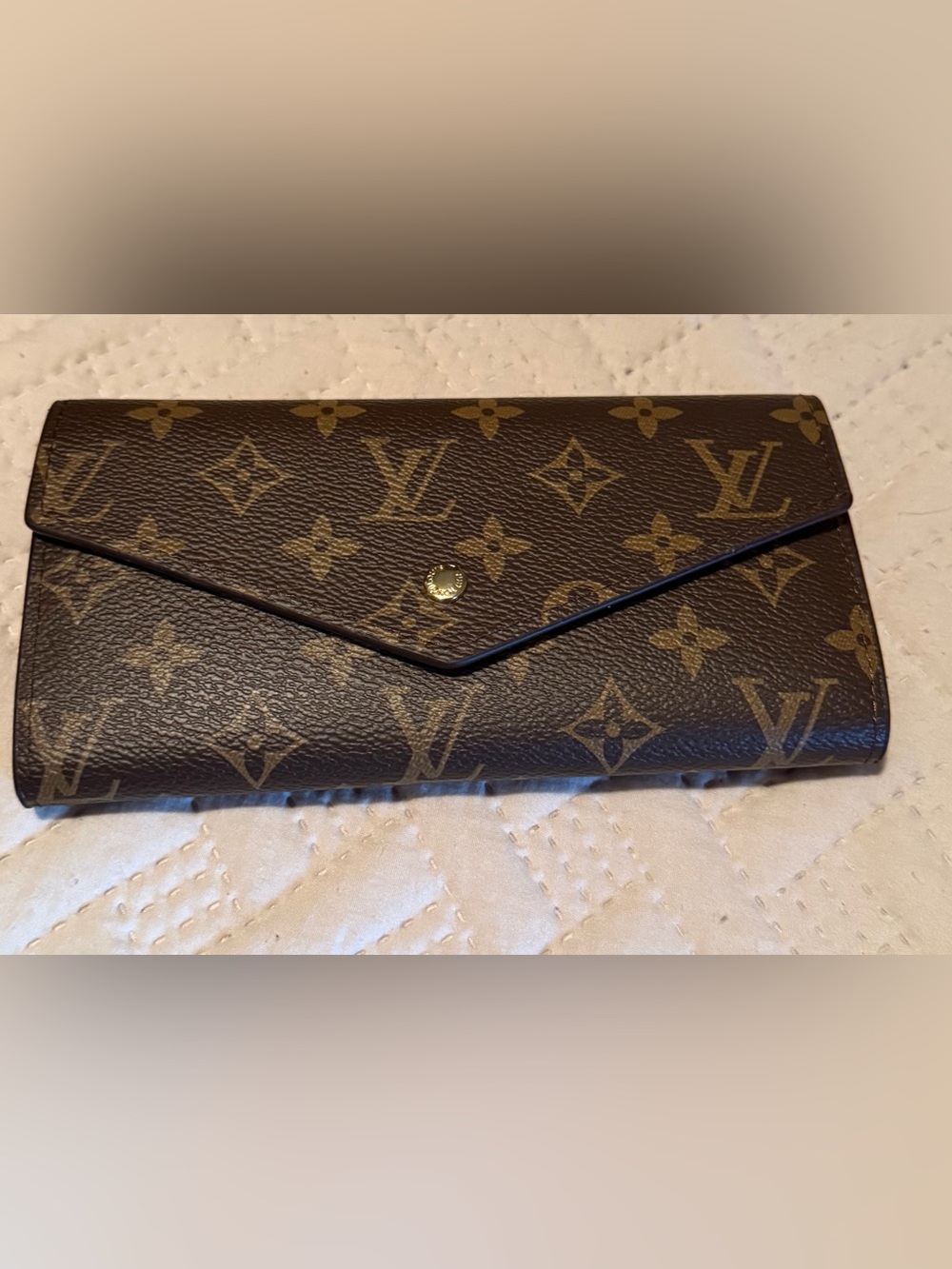 Fashionable Monogram Canvas Envelope Wallet in Brown and Gold